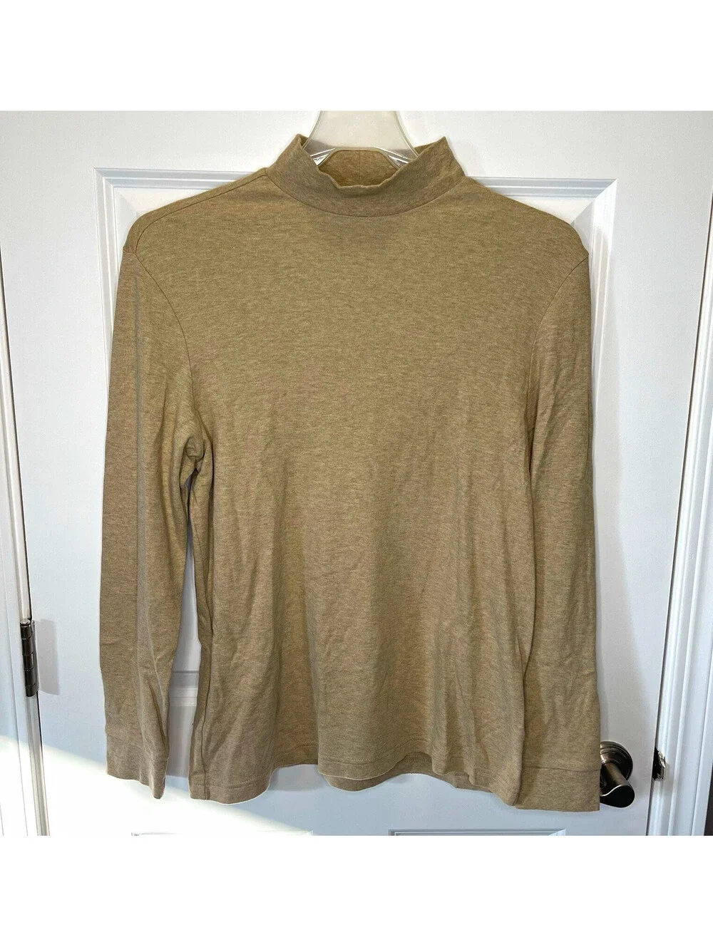 Club Room Men's Beige Solid Mock Neck Knit Pullover Sweater Long Sleeve M
